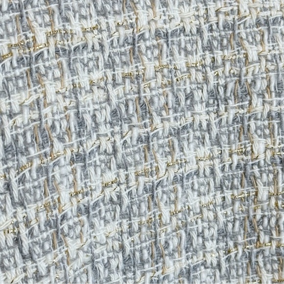 Zara Double Breasted Tweed Jacket Large Gray Texture Weave Crop Blazer Academia - Picture 12 of 16